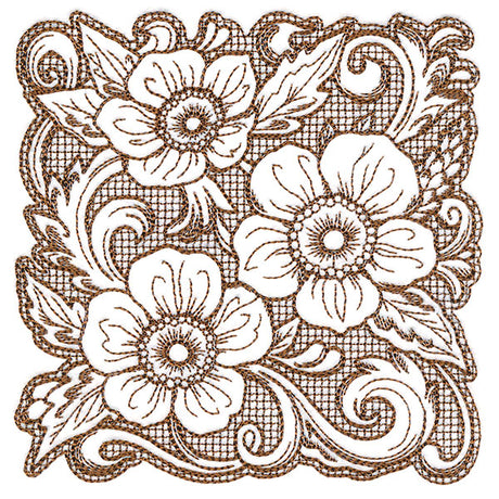 Arizona Poppy Square (Trapunto)