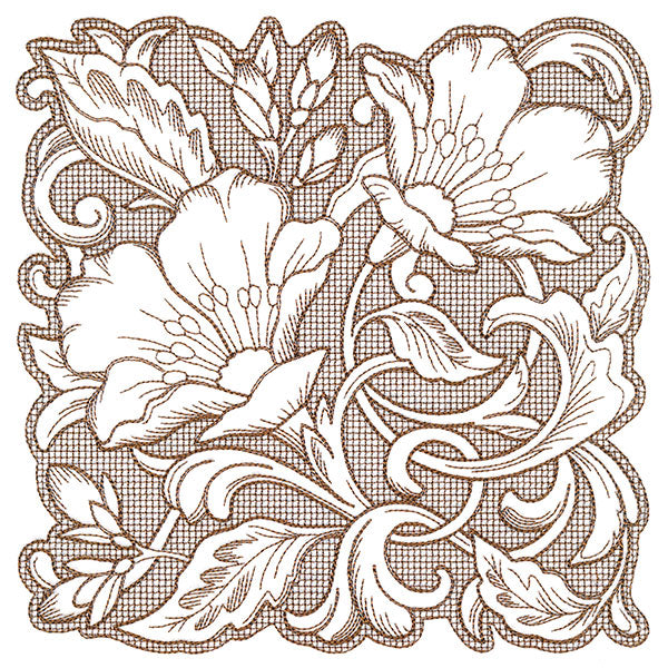 Evening Desert Primrose Square (Trapunto)