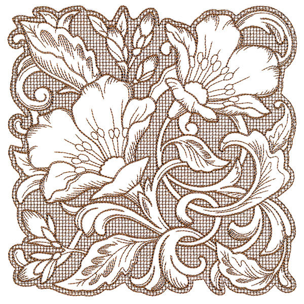 Evening Desert Primrose Square (Trapunto)