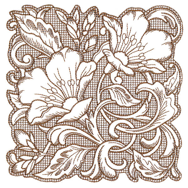 Evening Desert Primrose Square (Trapunto)