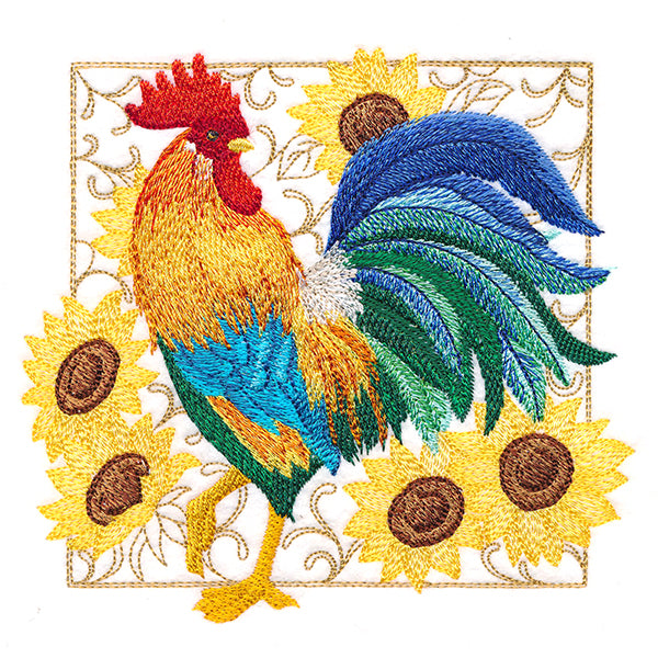 Rooster & Sunflower Square