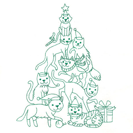 Meowy Christmas Tree Stack