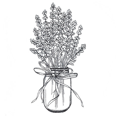 Lavender Canning Jar Bouquet Etching