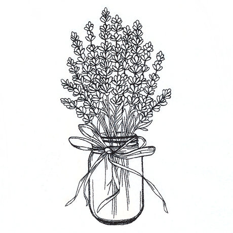 Lavender Canning Jar Bouquet Etching