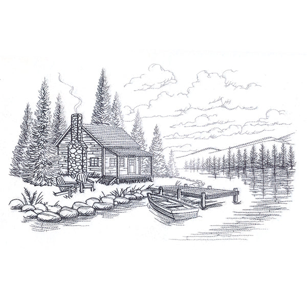 Lakeside Cottage Scene