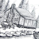 Lakeside Cottage Scene