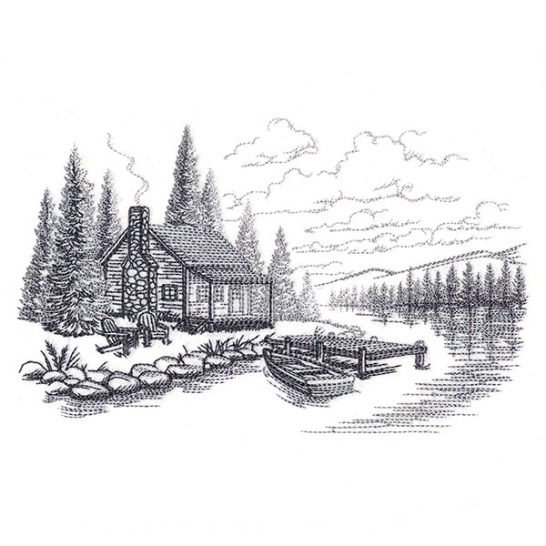 Lakeside Cottage Scene