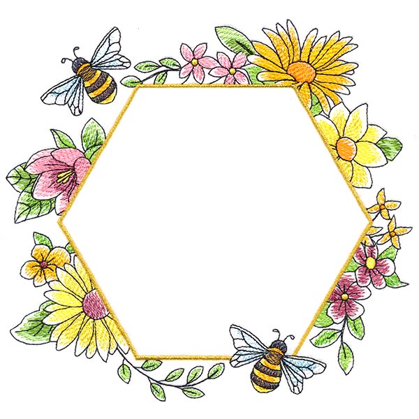 Buzzing Floral Wreath – Embroidery Library