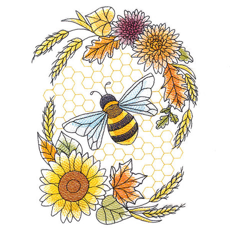 Buzzing Bee and Autumn Blooms Feature