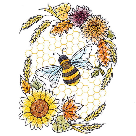Buzzing Bee and Autumn Blooms Feature