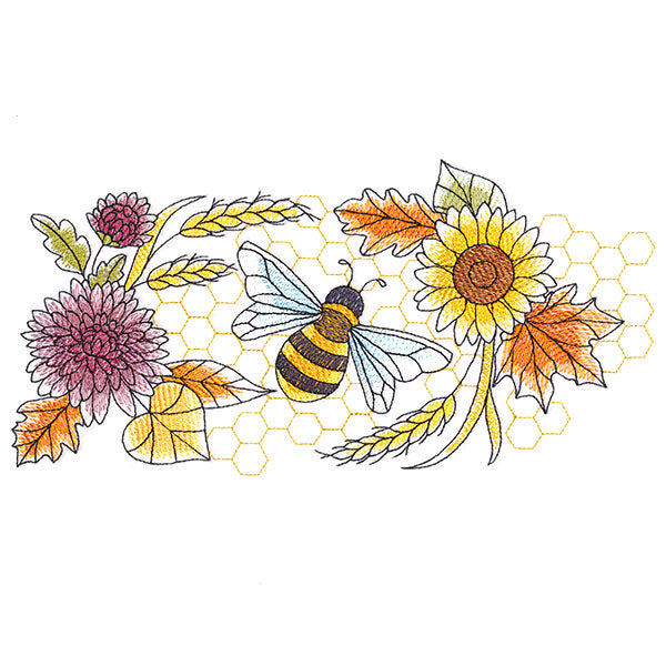 Buzzing Bee and Autumn Blooms Border