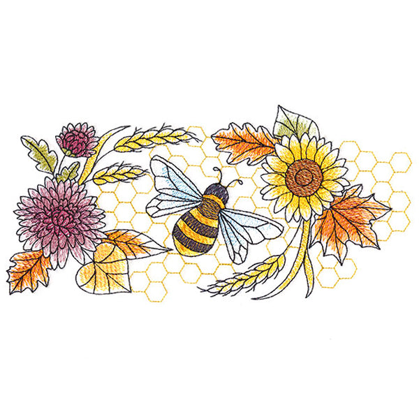 Buzzing Bee and Autumn Blooms Border