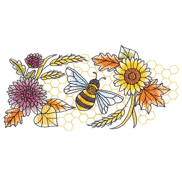 Buzzing Bee and Autumn Blooms Border