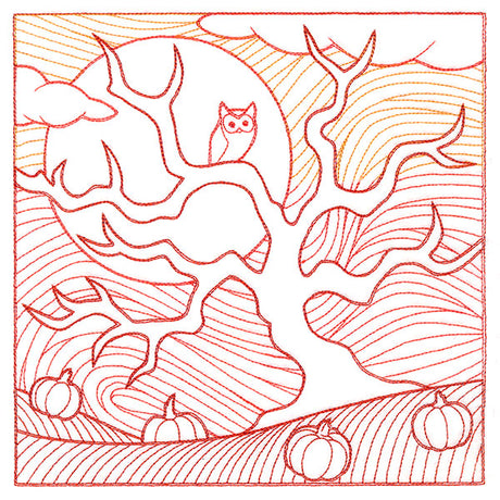 Spooky Evening - Haunted Pumpkin Patch Etching