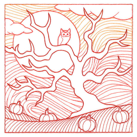 Spooky Evening - Haunted Pumpkin Patch Etching