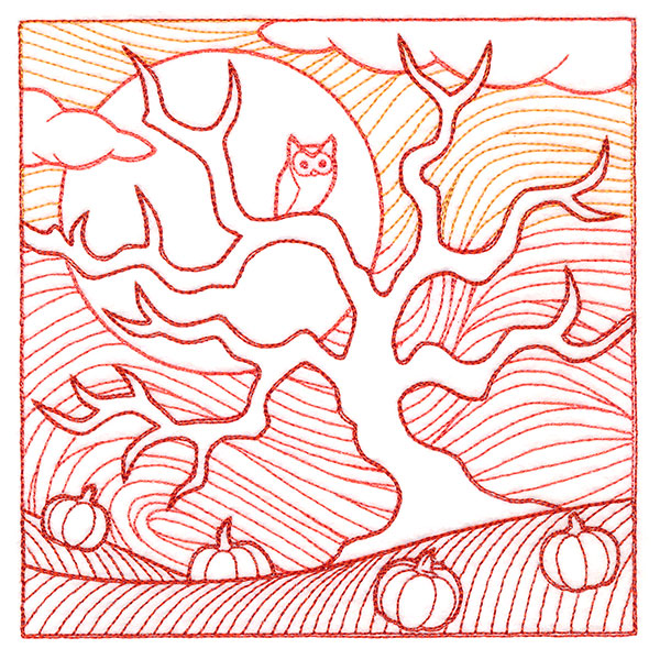 Spooky Evening - Haunted Pumpkin Patch Etching