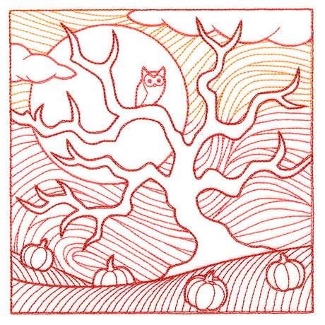 Spooky Evening - Haunted Pumpkin Patch Etching