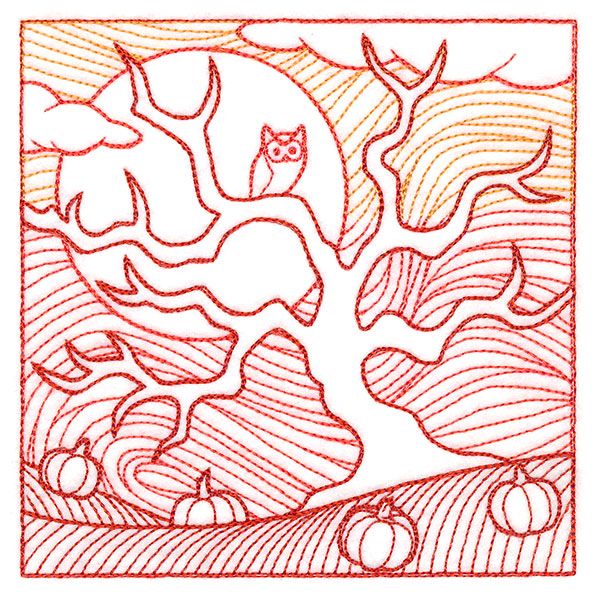 Spooky Evening - Haunted Pumpkin Patch Etching