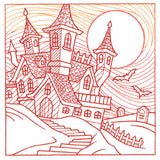 Spooky Evening - Haunted House Etching