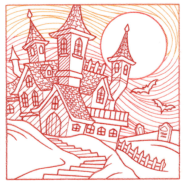 Spooky Evening - Haunted House Etching