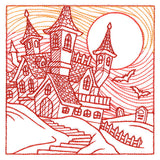 Spooky Evening - Haunted House Etching