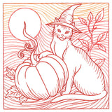 Spooky Evening - Cat & Pumpkin Etching