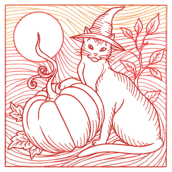 Spooky Evening - Cat & Pumpkin Etching