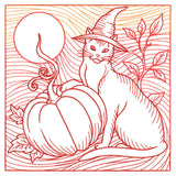 Spooky Evening - Cat & Pumpkin Etching