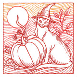 Spooky Evening - Cat & Pumpkin Etching