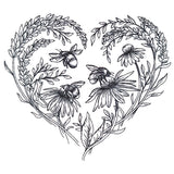 Buzzing Blossoms Heart Etching