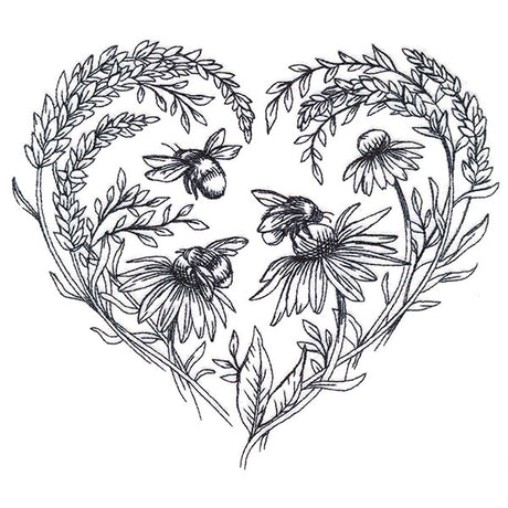 Buzzing Blossoms Heart Etching