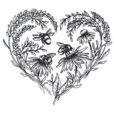 Buzzing Blossoms Heart Etching