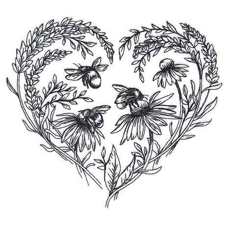 Buzzing Blossoms Heart Etching