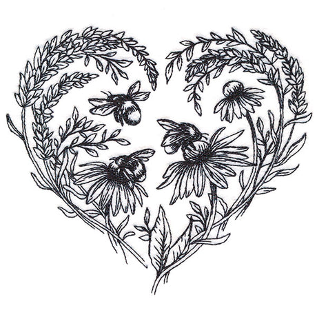 Buzzing Blossoms Heart Etching