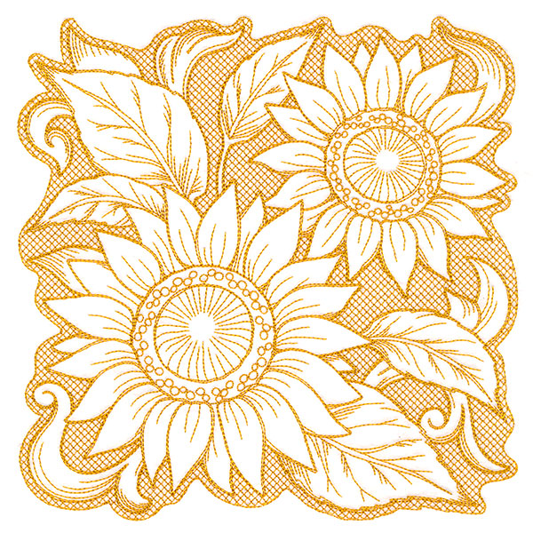 Sunflowers in Autumn Square (Trapunto)