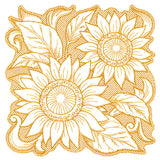 Sunflowers in Autumn Square (Trapunto)