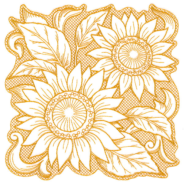 Sunflowers in Autumn Square (Trapunto)