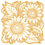 Sunflowers in Autumn Square (Trapunto)