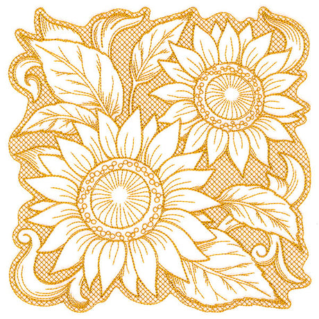 Sunflowers in Autumn Square (Trapunto)