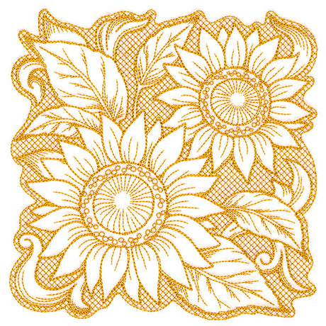 Sunflowers in Autumn Square (Trapunto)
