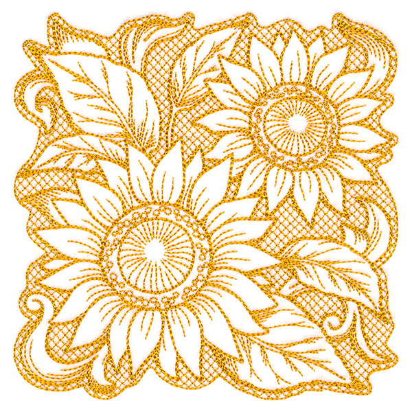 Sunflowers in Autumn Square (Trapunto)