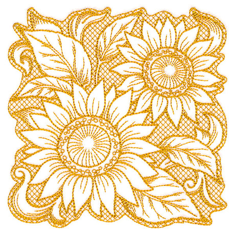 Sunflowers in Autumn Square (Trapunto)