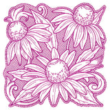 Coneflowers in Autumn Square (Trapunto)