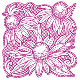 Coneflowers in Autumn Square (Trapunto)