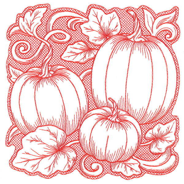 Pumpkin Patch in Autumn Square (Trapunto)