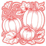 Pumpkin Patch in Autumn Square (Trapunto)