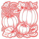 Pumpkin Patch in Autumn Square (Trapunto)