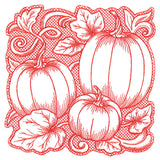 Pumpkin Patch in Autumn Square (Trapunto)
