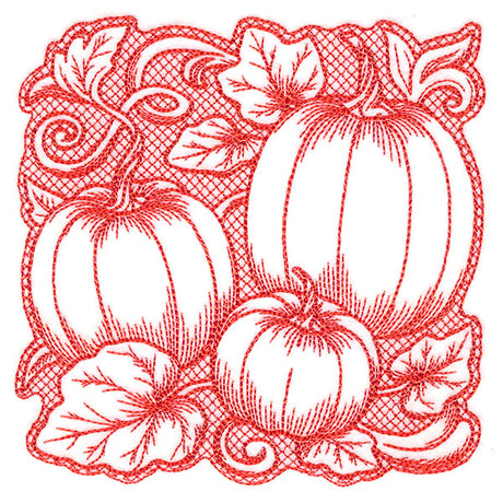Pumpkin Patch in Autumn Square (Trapunto)