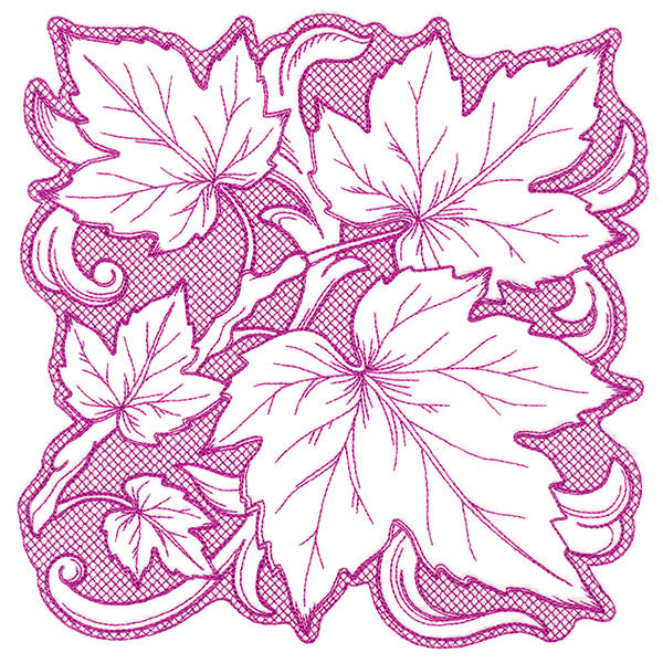 Maple Leaves in Autumn Square (Trapunto)